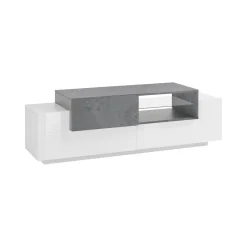 Base TV bianco lucido,cemento 160x45x51h cm 3 ante - Andris
