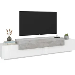 Base TV bianco lucido,cemento 240x45x52h cm 3 ante - Tiche