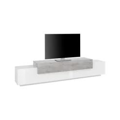 Base TV bianco lucido,cemento 240x45x52h cm 3 ante - Tiche