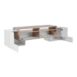 Base TV bianco lucido e acero 190x45x45h cm 4 ante - Arancione