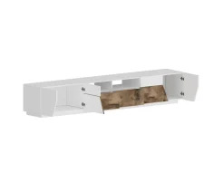 Base TV bianco lucido e acero 260x43x46h cm 4 ante e 2 cassetti - Asdrubale