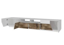 Base TV bianco lucido e acero 260x43x46h cm 4 ante e 2 cassetti - Asdrubale