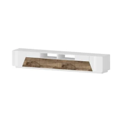 Base TV bianco lucido e acero 260x43x46h cm 4 ante e 2 cassetti - Asdrubale