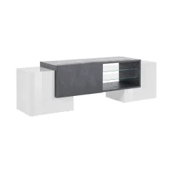 Base TV bianco lucido e ardesia 100x45x45h cm 3 ante - Moldavite