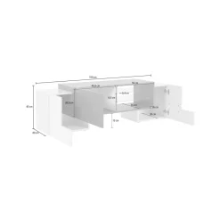Base TV bianco lucido e ardesia 100x45x45h cm 3 ante - Moldavite