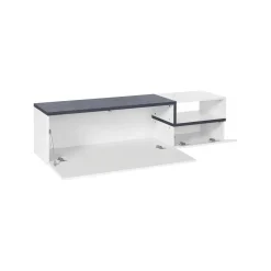 Base TV bianco lucido e ardesia 160x40x47h cm 2 ante e 1 cassetto - Argentoro