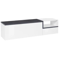 Base TV bianco lucido e ardesia 160x40x47h cm 2 ante e 1 cassetto - Argentoro