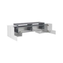 Base TV bianco lucido e ardesia 170x45x45h cm 3 ante - Abele