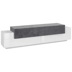 Base TV bianco lucido e ardesia 200x45x52h cm 3 ante - Arold