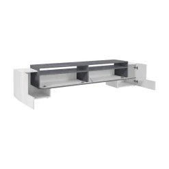 Base TV bianco lucido e ardesia 210x45x45h cm 3 ante - Amis