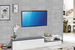 Base TV bianco lucido e ardesia 240x45x52h cm 3 ante - Tiche
