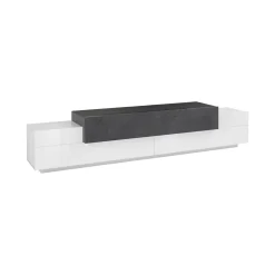 Base TV bianco lucido e ardesia 240x45x52h cm 3 ante - Tiche