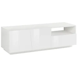 Base TV bianco lucido 150x43x46h cm 2 ante e 1 cassetto - Aiace