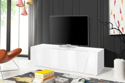 Base TV bianco lucido 162x44x46h cm 4 ante e 1 cassetto - Acix