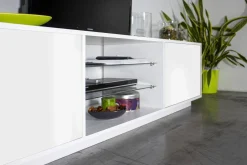 Base TV bianco lucido 180x41x46h cm 2 ante - Lola