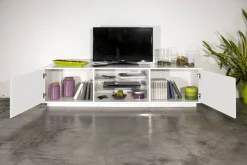 Base TV bianco lucido 180x41x46h cm 2 ante - Lola
