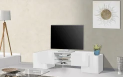Base TV bianco lucido 200x40x37h cm 3 ante - Amore