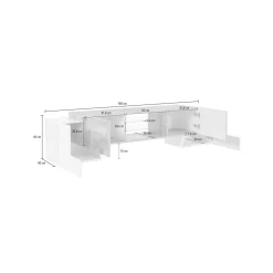 Base TV bianco lucido 190x45x45h cm 4 ante - Arancione