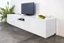 Base TV bianco lucido 220x43x46h cm 4 ante e 1 cassetto - Animai