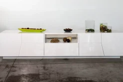 Base TV bianco lucido 220x43x46h cm 4 ante e 1 cassetto - Animai