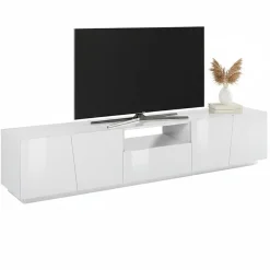 Base TV bianco lucido 220x43x46h cm 4 ante e 1 cassetto - Azzurras