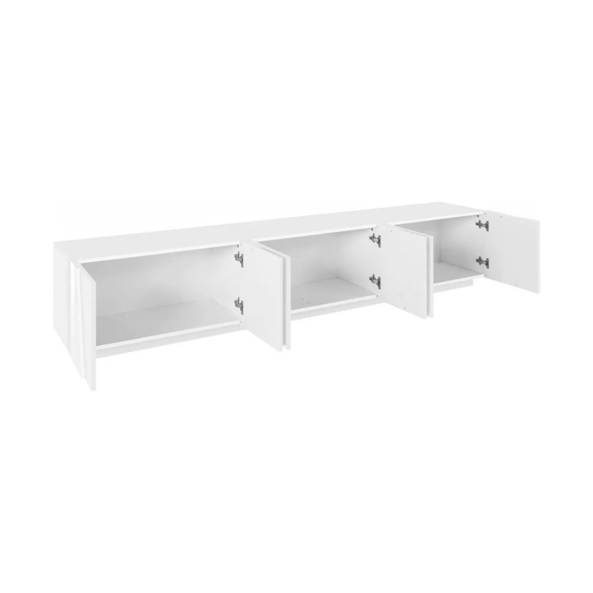 Base TV bianco lucido 260x41x46h cm 4 ante e 2 cassetti - Albak