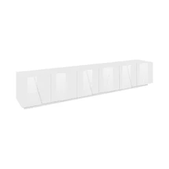 Base TV bianco lucido 260x41x46h cm 4 ante e 2 cassetti - Albak