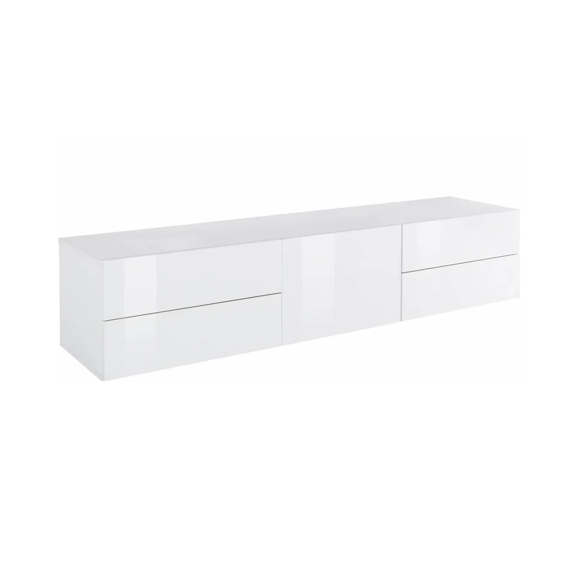 Base TV bianco lucido 170x40x35h cm 4 cassetti - Ardesia