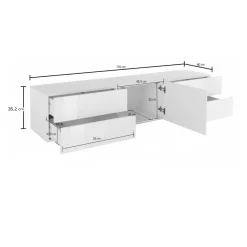 Base TV bianco lucido 170x40x35h cm 4 cassetti - Ardesia