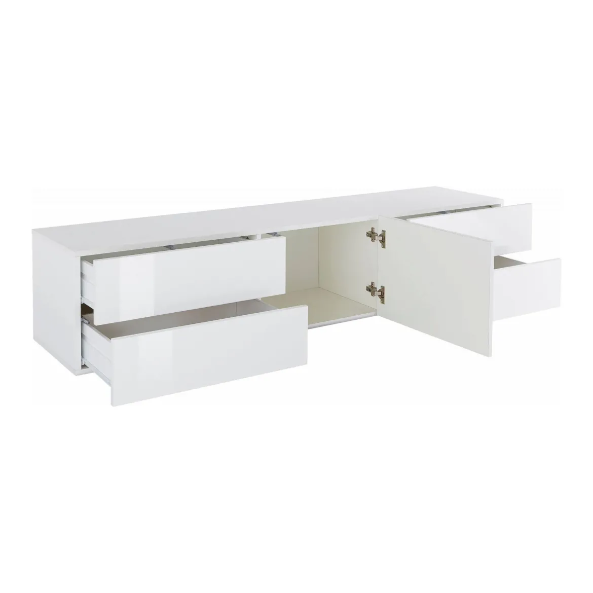 Base TV bianco lucido 170x40x35h cm 4 cassetti - Ardesia