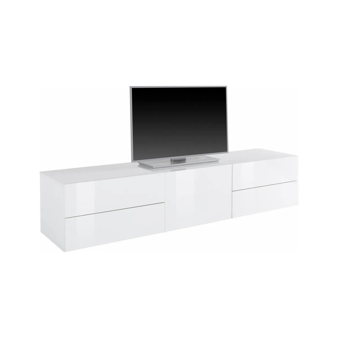 Base TV bianco lucido 170x40x35h cm 4 cassetti - Ardesia