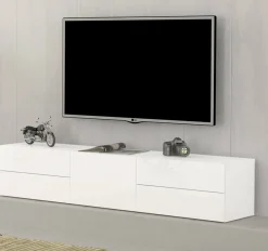 Base TV bianco lucido 170x40x35h cm in legno - Ariad