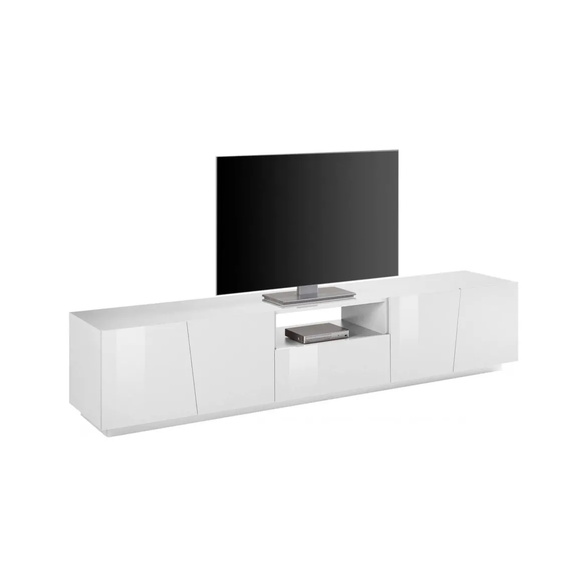 Base TV bianco lucido 220x43x46h cm in legno - Azzurras