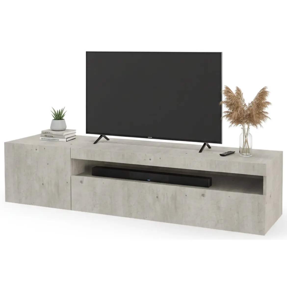 Base TV cemento 150x40x37h cm 2 ante - Ardy