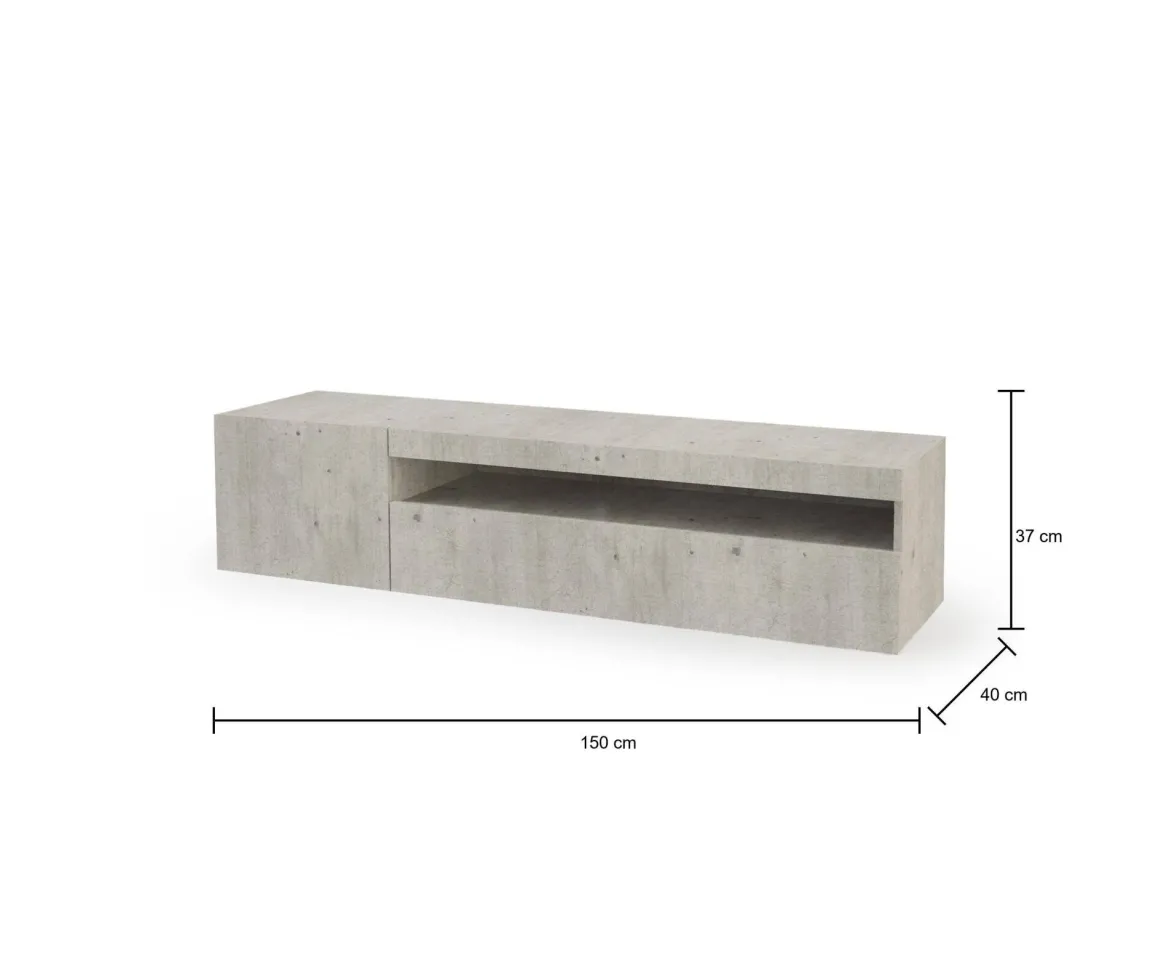 Base TV cemento 150x40x37h cm 2 ante - Ardy