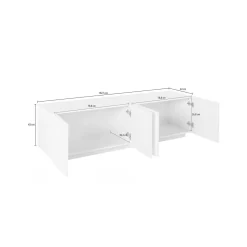 Base TV cemento 162x44x46h cm 4 ante e 1 cassetto - Acix
