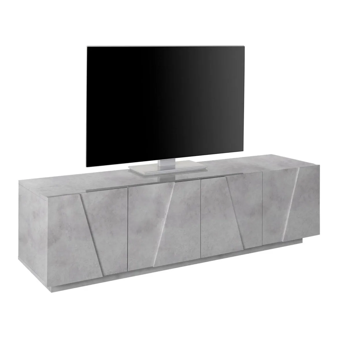 Base TV cemento 162x44x46h cm 4 ante e 1 cassetto - Acix
