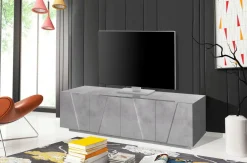 Base TV cemento 162x44x46h cm 4 ante e 1 cassetto - Acix