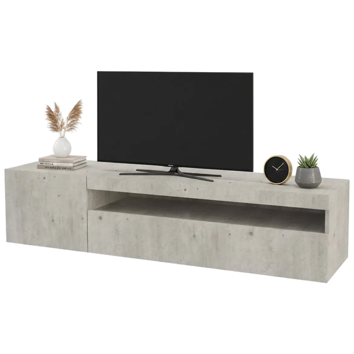 Base TV cemento 150x40x37h cm 2 ante in legno - Ardy