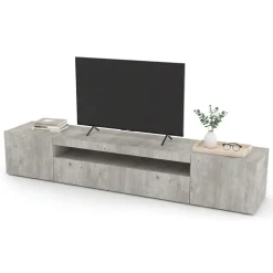 Base TV cemento 200x40x37h cm 3 ante in legno - Amore