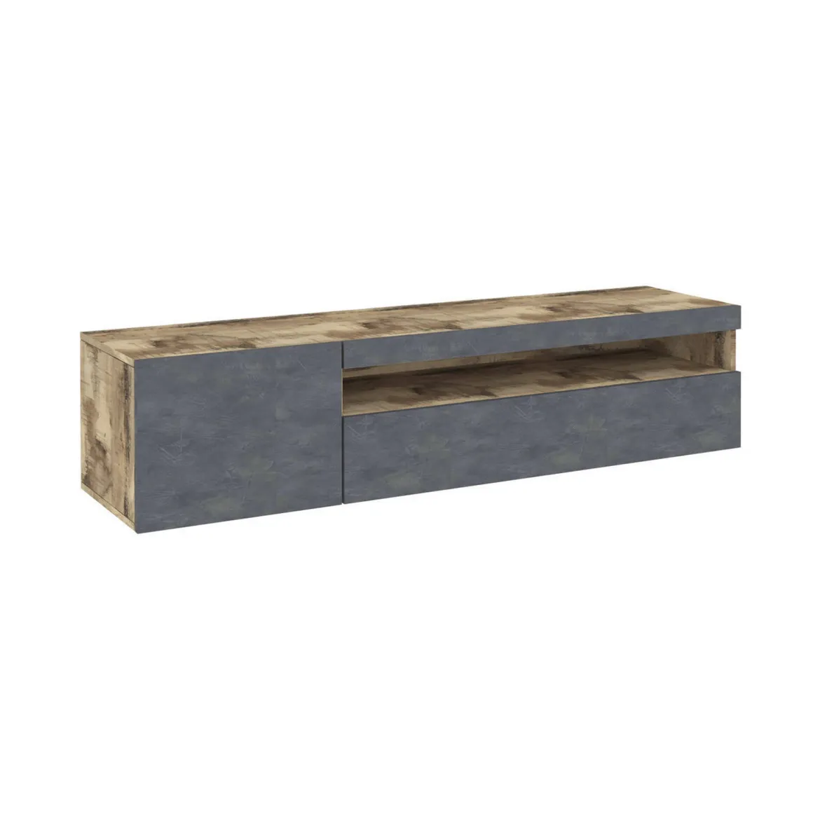 Base TV legno e ardesia 150x40x37h cm 2 ante - Aquilo