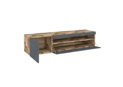 Base TV legno e ardesia 150x40x37h cm 2 ante - Aquilo