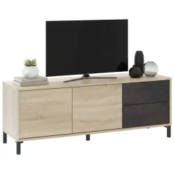 Base TV rovere e antracite 130x41x47h cm 2 ante e 2 cassetti - Alva