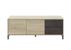 Base TV rovere e antracite 130x41x47h cm 2 ante e 2 cassetti - Alva