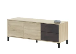 Base TV rovere e antracite 130x41x47h cm 2 ante e 2 cassetti - Alva