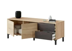 Base TV rovere e antracite 130x41x47h cm 2 ante e 2 cassetti - Alva