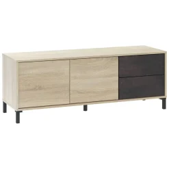 Base TV rovere e antracite 130x41x47h cm 2 ante e 2 cassetti - Alva