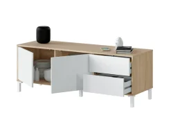 Base TV rovere e bianco 139x42x53h cm 2 ante - Kunzite