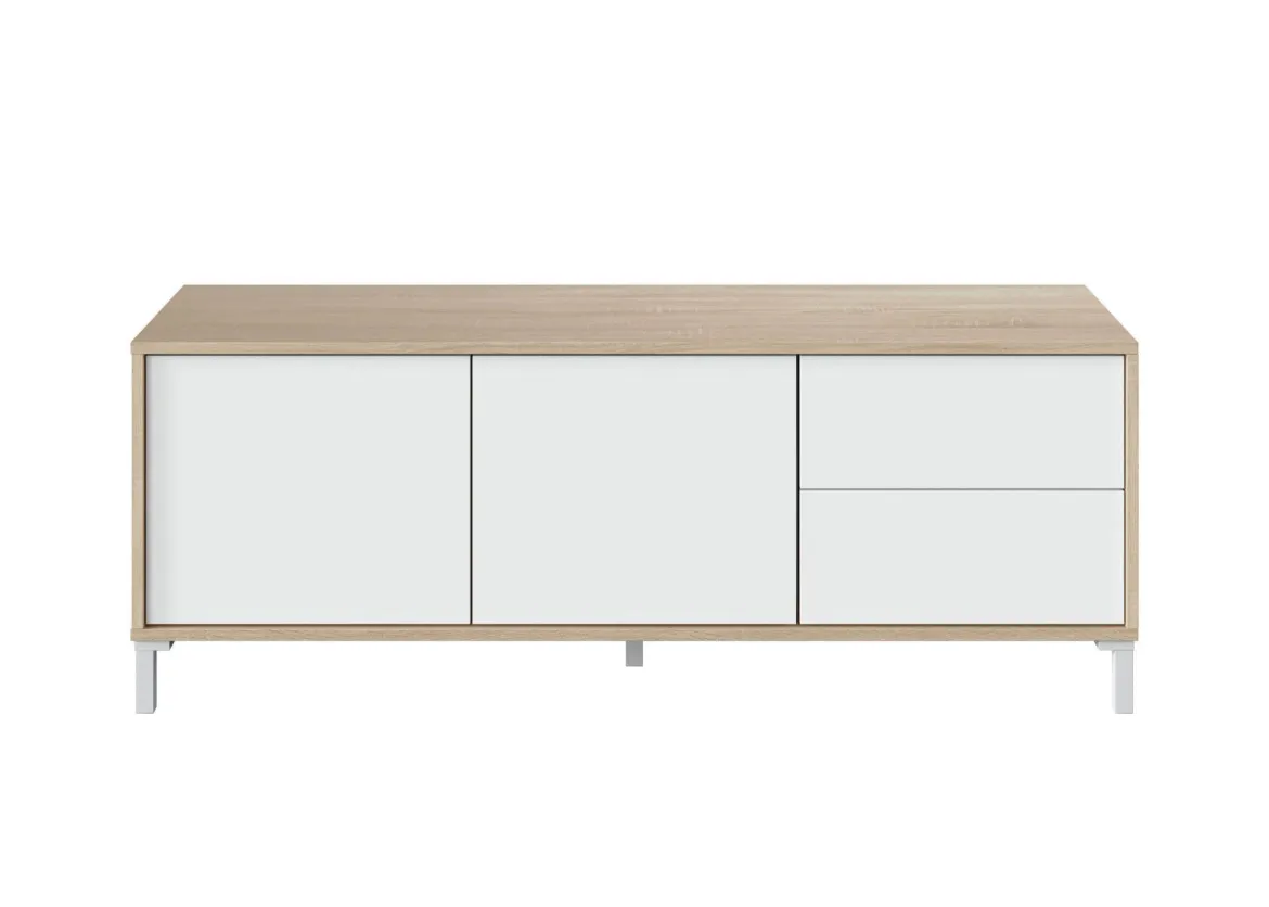 Base TV rovere e bianco 139x42x53h cm 2 ante - Kunzite