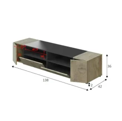 Base TV rovere 138x42x36h cm 4 ante - Ebe
